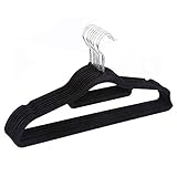 KOGJOGH Perchas estándar Antideslizante ultrafinas giratorios Flocked Adultas Ropa en Perchas con Barra de unión, Hombros dentadas for Prendas Percha