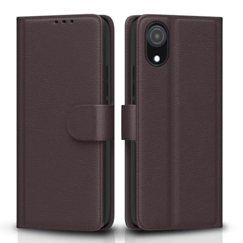 Image of Pikkme Samsung Galaxy A03 Core Flip Case Leather Finish | Inside TPU with Card Pockets | Wallet Stand and Shock Proof | Magnetic Closing | Complete Protection Flip Cover (Coffee)