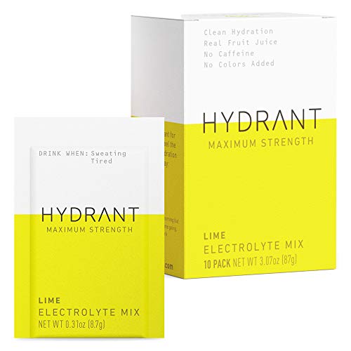 HYDRANT Hydration Drink Mix for Daily Energy Version 1, Electrolyte Powder, 20 Calories Per Serving, Vegan Drink, Hydration Made Easy, Lime, Pack of 10