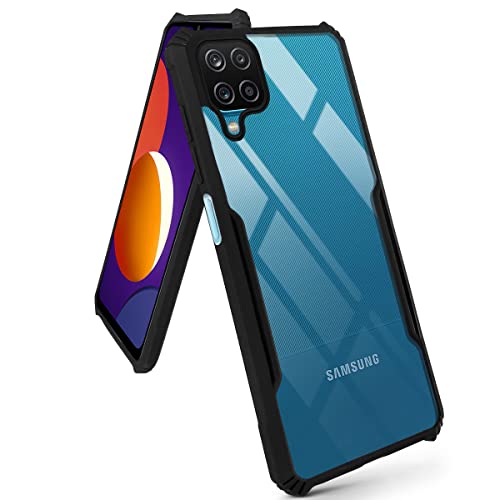 Image of Jkobi Hard PC Crystal Bumper Shockproof Back Cover Case for Samsung Galaxy M12 | F12 with Camera Protection (Matte Black)