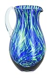 Blue Rose Polish Pottery Cobalt and Green Confetti Glass Pitcher
