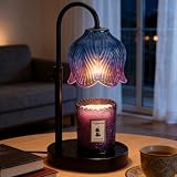 WYghyronic Lámpara calentadora de velas con altura ajustable, función de temporizador y diseño elegante en varios colores (azul-morado)