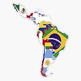 Map Flags of Latin America Sticker Bumper Sticker Vinyl Decal 5'
