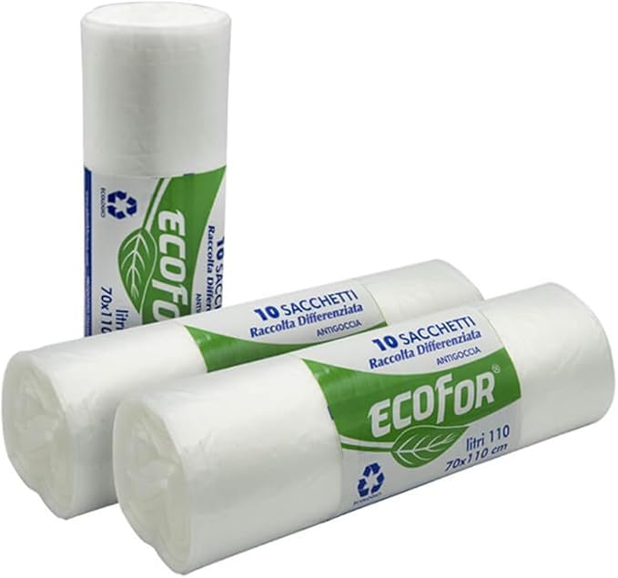 350 Sacchi spazzatura colore TRASPARENTE, misura 70x110 cm, Capacità 110 Litri, Sacchetti per Raccolta differenziata, 35 Rotoli da 10 Pezzi (Trasparente)