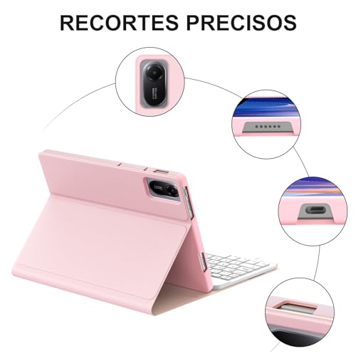 Teclado para Redmi Pad SE 11 funda protectora rosa soluciona escritura Ñ 6