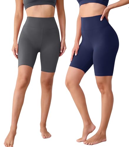 VALANDY Creamlush 4 Pack Biker Shorts Women-8" High Waisted Stretchy Soft Yoga Lounge Shorts2