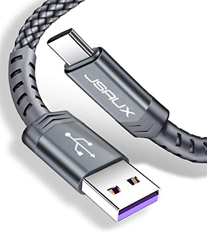 JSAUX Cable USB Tipo C 5A [1M 2PCS] Huawei P20 P10 Pro Mate20 Lite Mate9 Plus Mate10 Plus P9 QC3.0 Cable de Carga Rápida para Teléfono Inteligente
