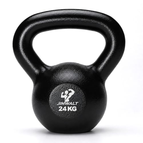 Image of Jimwalt Heavy Duty Enameled Cast Iron Kettlebell | Smooth Non-Slip Grip, Chip-Resistant Coating | Perfect for Strength Training & Home Gym (Enameled Coated 24KG)