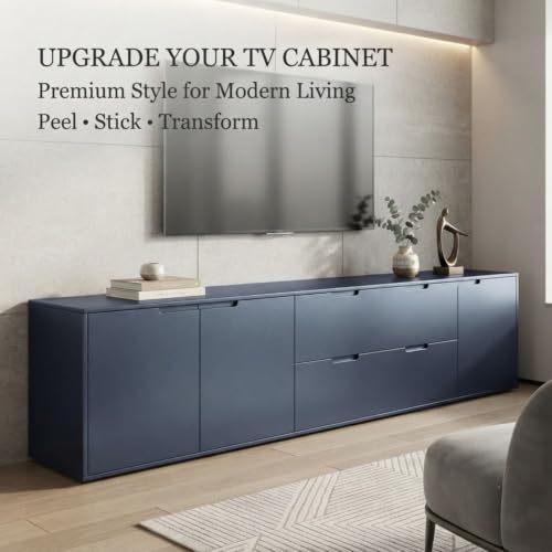 Image of WISDOM Midnight Blue Self Adhesive Wallpaper for Furniture & Cabinets Waterproof, Easy to Clean Peel and Stick Vinyl Film Kitchen Cabinet, Wardrobe, Shelf & Home Decor Makeover (20x48 in)