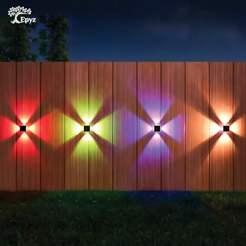 Image of Epyz Solar Wall Light Outdoor 4 Side Waterproof Garden Decoration Wall Lamps Step Small Night Lamp Garden Lighting Fence Courtyard Decor 4 LED [ Multicolor, Pack of 4 ]