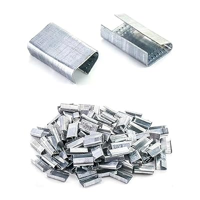 QWORK 1/2 Steel Strapping Seals 1000 Pack Metal Clips for PP or Steel Banding, Pallet & Cargo Securing