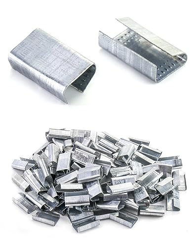 QWORK 1/2" Steel Strapping Seals – 1000 Pack Metal Clips for PP or Steel Banding, Pallet &amp; Cargo Securing