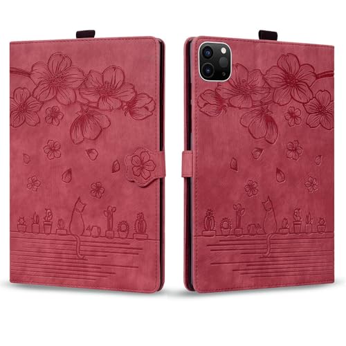 Protection iPad Pro 11 rouge kickstand flip cuir synthétique