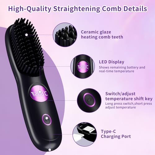Cepillo alisador cordless mini portátil con 3 temperaturas miniatura 7