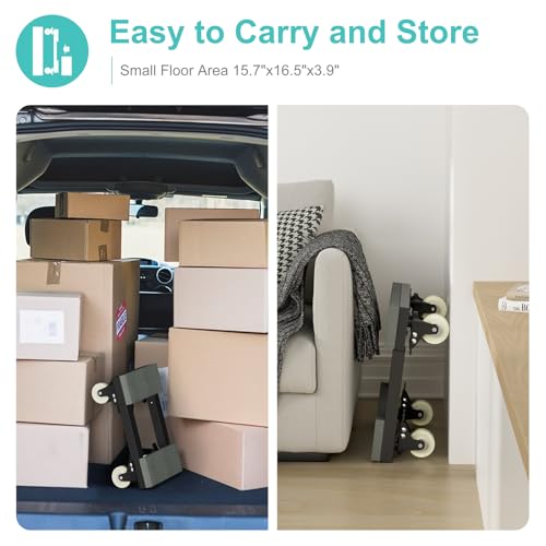 Heavy Duty Adjustable Furniture Moving Dolly - Furniture Movers with 4 Swivel Casters Wheels, Small Wood & Metal Floor Flat Dollies Cart, Set of 2 - Image 7