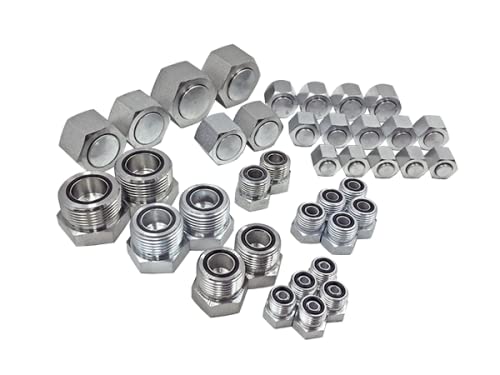 O-Ring Face Seal ORFS Cap Plug Assortment Kit Flat-Face Hydraulic Fitting Set (38 Piece)