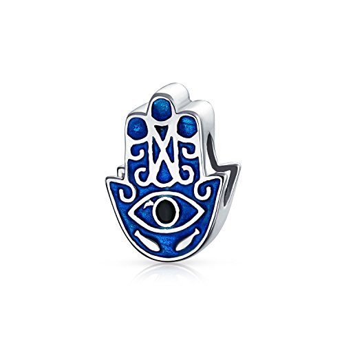 Amulet Talisman Blue Hamsa Hand Evil Eye Spiritual Good Luck Charm Bead For Teen For Women 925 Sterling Silver Fits European Bracelet