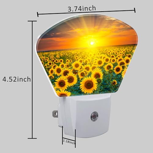 Image of Sunflowers and Sunrise Night Light Plug into Wall, Sunflower Fields Night Light with Dusk to Dawn Sensor for Kid Girls Boys Women Men Room, Hallway, Kitchen, Bathroom, Stairs Decor