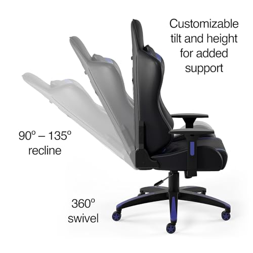 Image of STAPLES Emerge Vartan Gaming Chair, Ergonomic, Adjustable Height, Swivel, Blue