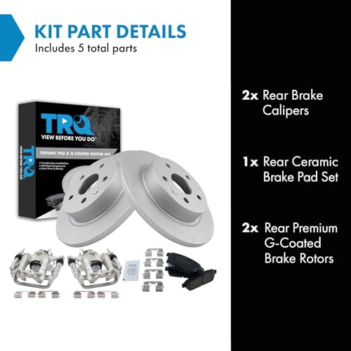 Image of TRQ Rear Brake Pad and Rotor Set Ceramic Solid Rotors Calipers | For 2011-2015 Chevrolet Cruze 2016 Cruze Limited