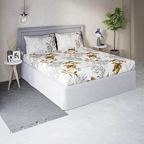 Image of DDECOR - Woodland 100% Cotton Double Bedsheet with 2 Pillow Covers, Brown