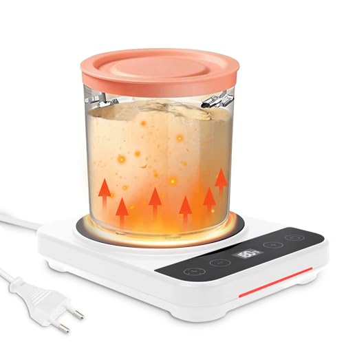Sauerteig Starterwärmer, 12H Timer Sauerteig Wärmer Sauerteig Starter Set Wärmer, Präzise Thermostatsteuerung (21,1–37,8 °C) Wärmematte Sauerteig, Auto On/Off, Ideal für Sauerteiggärung