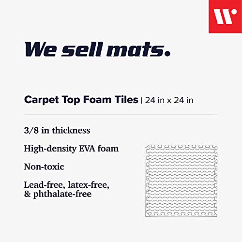 We Sell Mats 3/8" Thick Interlocking Foam Carpet Tiles Durable Carpet Squares Anti Fatigue Support For Home Office Or Classroom Use, 24 In X 24 In, Charcoal Gray, 100 Square Feet (25 Tiles) (Crt-10M) #TOP1