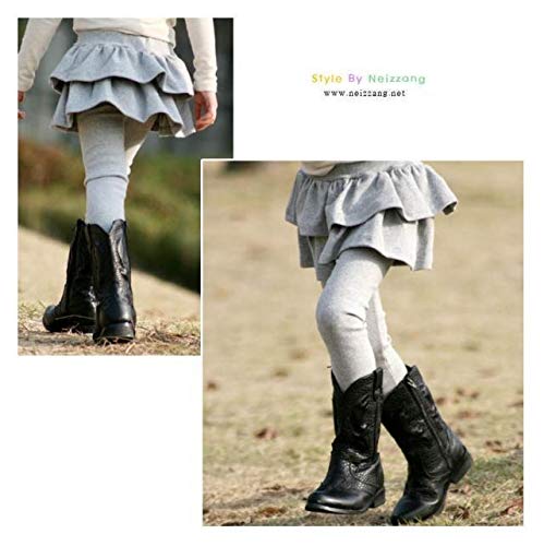 Plustrong Kids Girls Fleece Lined Leggings with Ruffle Tutu Skirt Pants2