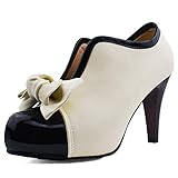 fereshte Women's Assorted Colors Bowknot Pumps Platform High Heel Shoes Beige 39 - US 8