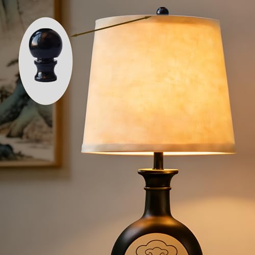 Image of Black Lamp Finials 2 Pack, 1 /4-27 Thread | Rust-resistant, U-shaped, fits 1 /8IP, includes 2 harps + 2 finials + 2 Uno fitters + 2 adapters, for table /floor lamp DIY