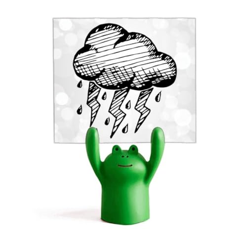 Porte-mémo grenouille motif nuageux peint à la main support carte photo