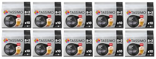 Tassimo Coffee Shop Selections Chai Latte Coffee Pods x10 (Pack of 10, Total 100 Capsules) Black Tea with Indian Spices & Creamy Milk