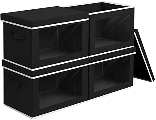 Homsorout 3 Pack Storage Boxes with Lids Foldable Storage Cubes for Shelves Fabric Wardrobe Storage Basket Bins for Organizing Toys, Clothes, Books, Wardrobe, Closet, Office