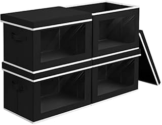 Homsorout 3 Pack Storage Boxes with Lids Foldable Storage Cubes for Shelves Fabric Wardrobe Storage Basket Bins for Organizing Toys, Clothes, Books, Wardrobe, Closet, Office