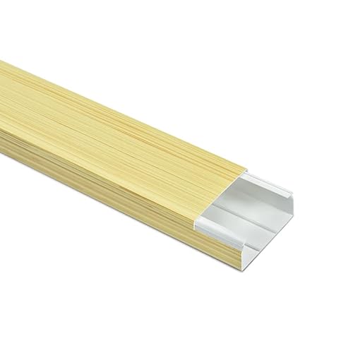 2X 1m Kabelkanal Holz Optik Buche Hell - selbstklebend/ohne Bohren - 40x40mm Kabelkanal HERRY24