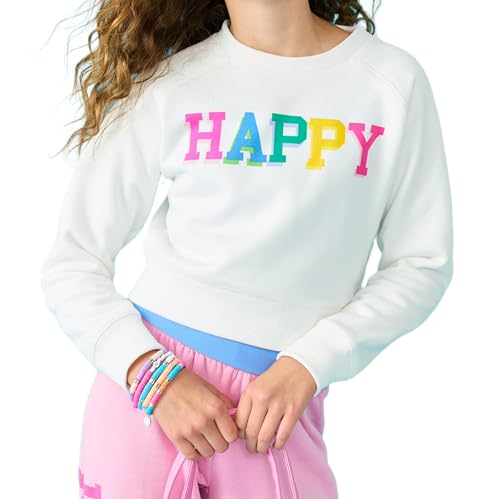 iscream Big Girls Softest Puff Fleece Crewneck Fun Graphic Sweatshirt - Chill Vibes Collection
