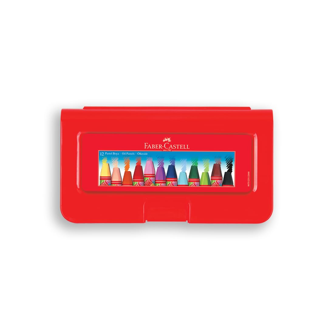 Faber-Castell Altıgen Pastel Boya, 12 Renk, Plastik Kutu, Yumuşak ve Canlı Renkler, Rahat Kullanım, Etkili Uygulama