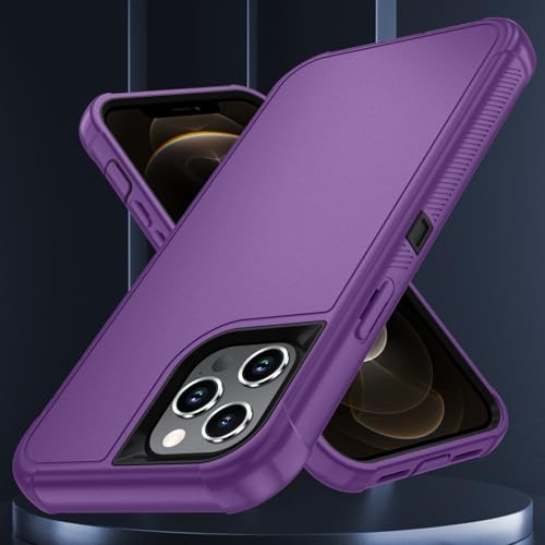 Image of SunStory Compatible with iPhone 12 Pro Max Case with HD Screen Protector, 3-Layer Heavy Duty Full-Body Cover,3 in 1 Hybrid Protective Case for iPhone 12 Pro Max 6.7 inch,Purple
