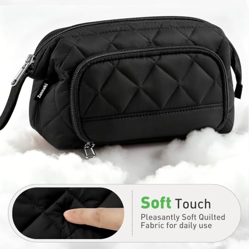 Image of Zannaki Soft Quilted Large Pencil Pouch Organizer with Wide Opening for Boys Girls Teens - Extra Big Capacity Pen Pencil Bag with Zipper, Portable Pencil Case Box for School, College, Cosmetic Gift
