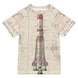 Rockets Sketch Girl Bathing Suit UV Protection Teen Rash Guard Swimsuit Swimwears Beach Tops for Big Boy 4T