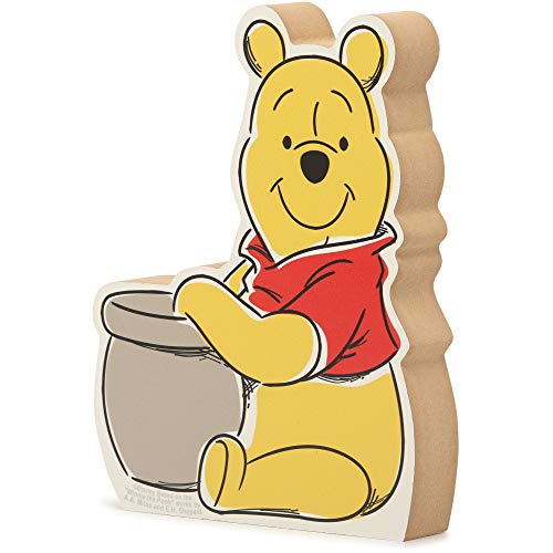 Image of Disney Winnie the Pooh and Hunny Pot Shelf Sitter Decor | Chunky Wood Block Cutout for Kids' Bedroom, Play Room or Nursery