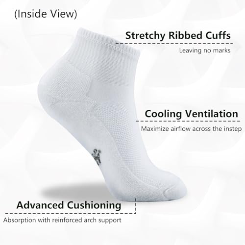 Image of +MD Bamboo Viscose Ankle Socks for Women and Men, Smell Control Breathable Cushioned Sole Casual 6 Pairs