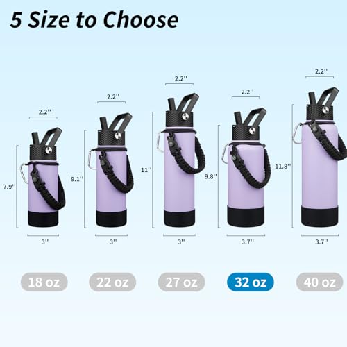 Image of BJPKPK 32oz Insulated Water Bottle with 3 Lids, Straw Lid & Handle