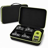 Case Compatible with Ryobi ONE+ 18V Lithium-Ion 4.0/3.5/3.0/2.0/1.5 Ah Compact Batteries. Storage Carrying Holder for 18-Volt Battery Charger. Organizer Container with 6 Dividers (Box Only)