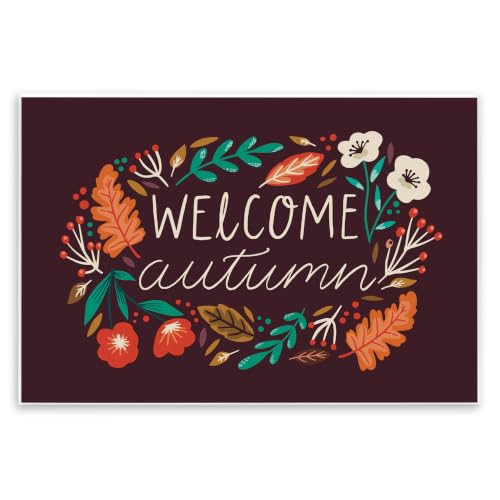 Autumn Fall Botanicals Welcome, 13 x 19 Inch Mounted Print on Wall Plaque