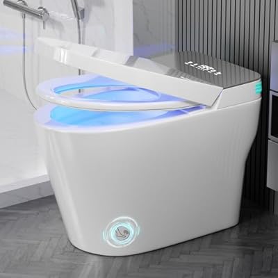 WITMYA Smart Toilet with Bidet Built In, One Piece Modern Toilet, Heated Seat, Tankless 1.28 GPF, Auto Open/Close Lid, Foot Sensor, Self-Cleaning Nozzle, Warm Air Dryer, LED Display, Compact Design