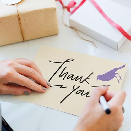 Image of Spiareal 100 Pcs Blank Note Cards Index Card, Brown, 4 x 6 in, Bird | Blank Decorative Cardstock with Bird, Thank Greeting Cards for Weddings, Baby Showers, School Office DIY