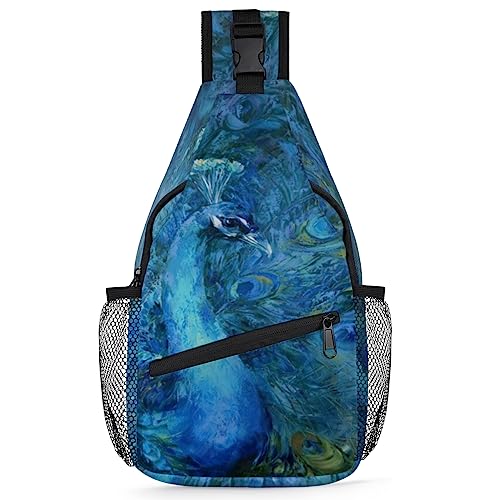 Sacoche homme bandoulière bleu paon en polyester style peinture