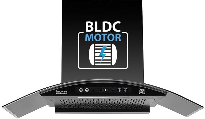 Image of Hindware Smart Appliances Sancia BLDC 90cm Kitchen Chimney | 1400 CMH | Filterless | Autoclean | Curved Glass | Motion Sensor, Touch Control | 12 Yrs Warranty on Motor, 3 Yrs on Product by Brand