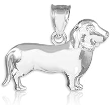 Polished 925 Sterling Silver Weiner Dog Charm Dachshund Pendant